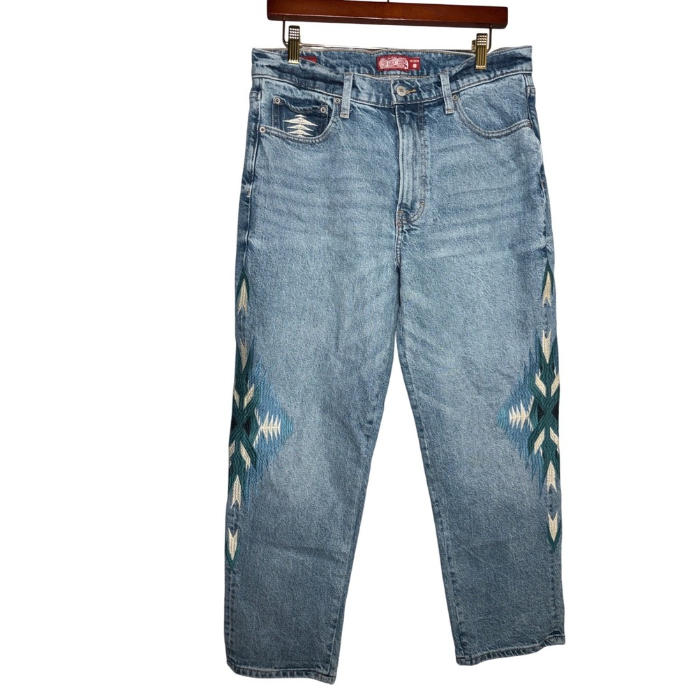 Lucky Brand 10/30R Legend Mid Rise Boy Embroidered Straight Leg Jeans Rodeo